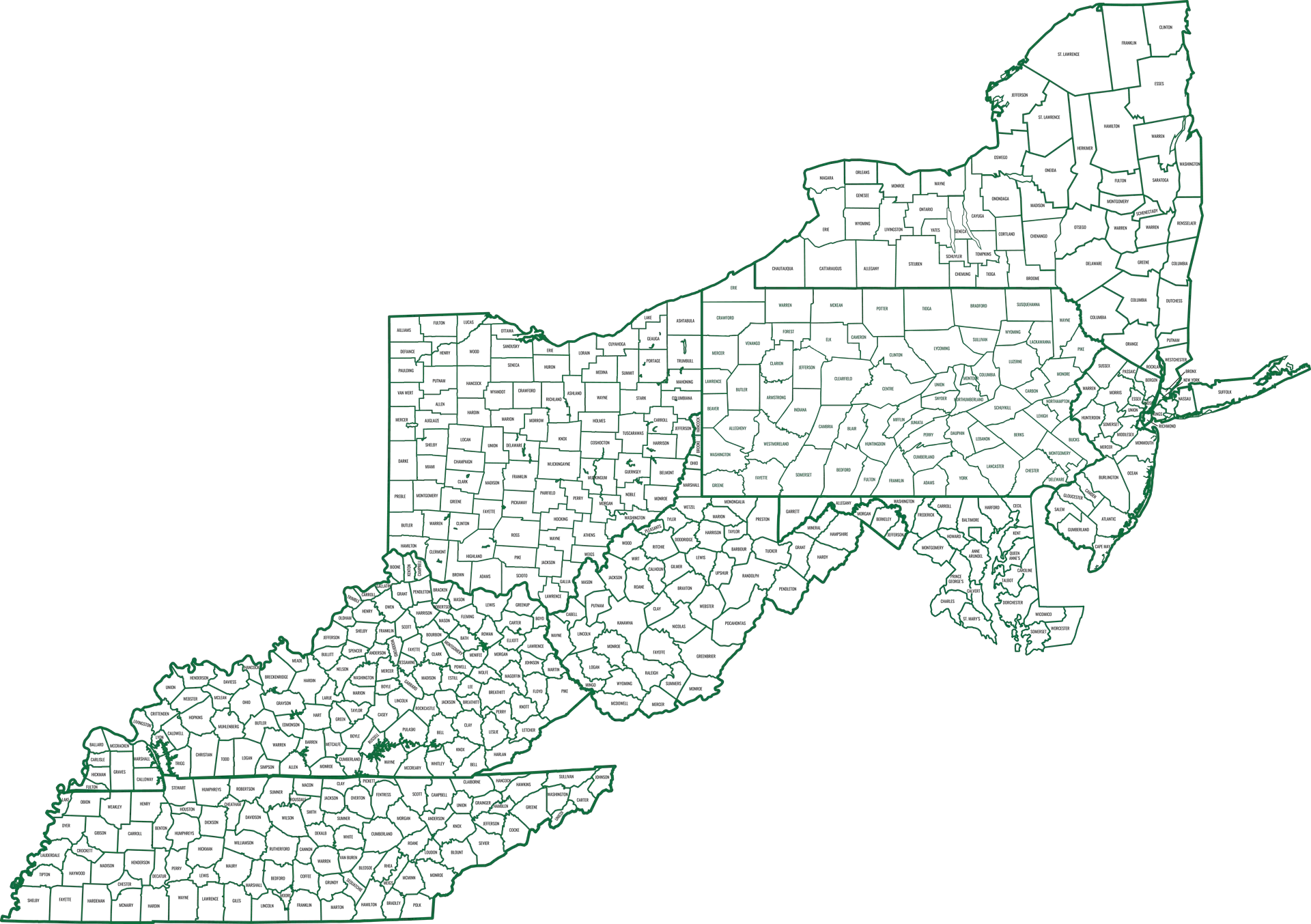 Coverage map outlines